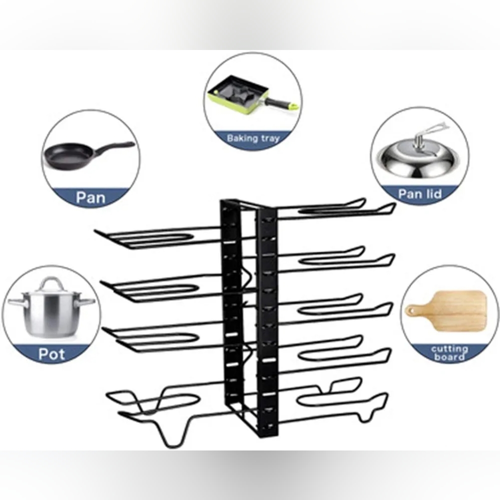Pot Rack Kitchen Organizer For Pots Lids and Pans - Picture 3 of 5